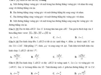 Đề kiểm tra Hình học 11 chương 3 năm 2018 2019 trường Đoàn Thượng Hải Dương