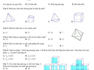 Đề kiểm tra Hình học 12 chương 1 năm 2019 2020 trường An Lương Đông TT Huế