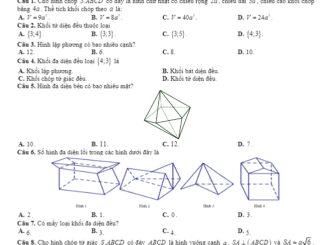Đề kiểm tra Hình học 12 chương 1 năm 2019 2020 trường Triệu Quang Phục Hưng Yên