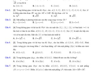 Đề kiểm tra Hình học 12 chương 3 năm 2018 2019 trường Đoàn Thượng Hải Dương