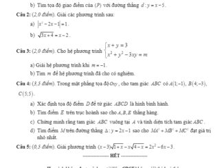 Đề kiểm tra HK1 Toán 10 NC năm 2019 2020 trường THPT Thị xã Quảng Trị