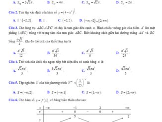 Đề kiểm tra HK1 Toán 12 năm 2019 2020 trường THPT Trung Giã Hà Nội