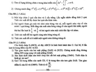 Đề kiểm tra HKI Toán 11 năm 2019 2020 trường Trần Hưng Đạo Hà Nội