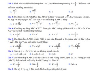 Đề kiểm tra học kì 1 Toán 12 năm 2019 2020 trường Albert Einstein TP HCM