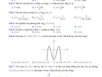Đề kiểm tra học kì 2 Toán 12 năm 2019 2020 trường THPT Lý Thái Tổ Bắc Ninh