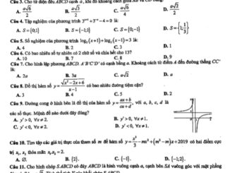 Đề kiểm tra học kỳ 1 Toán 12 năm 2019 2020 trường Thăng Long Hà Nội