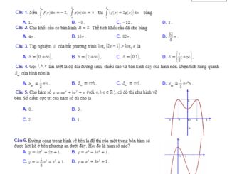 Đề KSCL giữa học kì 2 Toán 12 năm 2019 2020 trường chuyên Lam Sơn Thanh Hóa