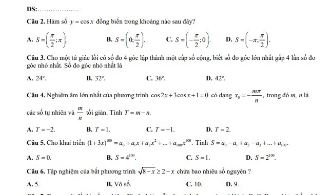 Đề KSCL HSG Toán 11 lần 2 năm 2023 2024 trường THPT Yên Lạc Vĩnh Phúc