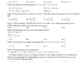 Đề KSCL Toán 10 lần 3 năm 2018 2019 trường THPT Yên Lạc Vĩnh Phúc