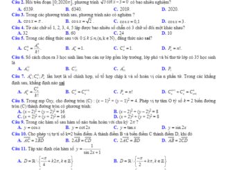 Đề KSCL Toán 11 lần 1 năm 2019 2020 trường THPT Yên Lạc 2 Vĩnh Phúc