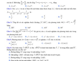 Đề KSCL Toán 11 thi THPT QG 2020 lần 2 trường THPT chuyên Vĩnh Phúc