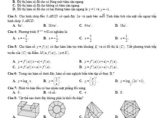 Đề KSCL Toán 12 thi Đại học năm 2019 2020 trường Hàm Rồng Thanh Hóa