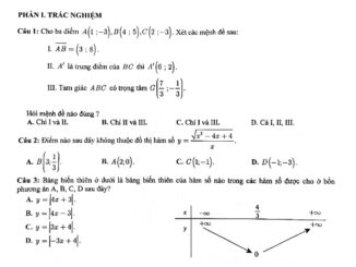 Đề thi chất lượng lần 1 Toán 10 trường THPT Đào Duy Từ Hà Nội