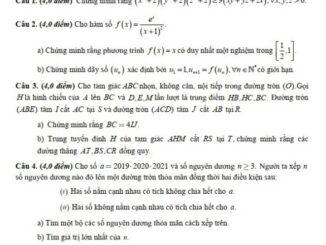 Đề thi chọn đội tuyển học sinh giỏi Toán năm 2021 sở GD&ĐT Lâm Đồng