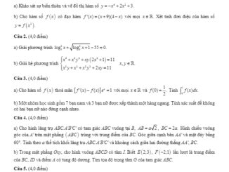 Đề thi chọn học sinh giỏi tỉnh Toán 12 năm 2019 2020 sở GD&ĐT Đồng Tháp