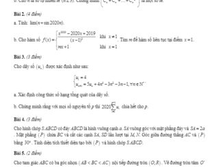 Đề thi chọn học sinh giỏi Toán 11 năm 2019 2020 sở GD&ĐT Thái Nguyên