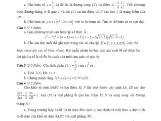 Đề thi chọn HSG tỉnh Toán 12 năm 2018 2019 sở GD&ĐT Quảng Bình