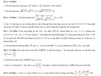 Đề thi chọn HSG tỉnh Toán 12 năm 2019 2020 sở GD&ĐT Thừa Thiên Huế