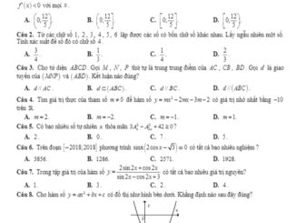 Đề thi chọn HSG Toán 11 năm 2018 2019 trường Nho Quan A Ninh Bình