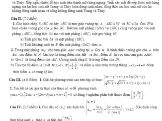 Đề thi chọn HSG Toán 11 năm học 2019 2020 trường THPT thị xã Quảng Trị