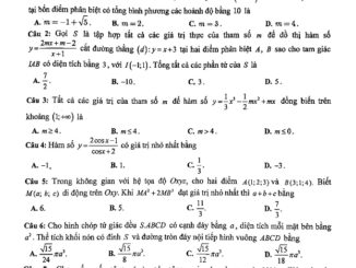 Đề thi chọn HSG Toán 12 cấp tỉnh năm học 2019 2020 sở GD&ĐT Bắc Giang