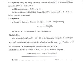 Đề thi chọn HSG Toán 12 năm 2019 2020 trường chuyên Lê Quý Đôn Quảng Trị