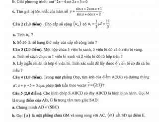 Đề thi cuối HK1 Toán 11 năm 2020 2021 trường THPT Trần Đăng Ninh Hà Nội