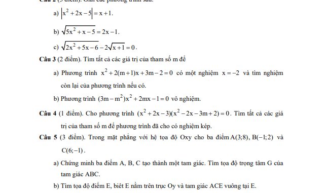 Đề thi cuối học kì 1 Toán 10 năm 2019 2020 trường THPT Phước Long TP HCM