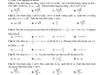 Đề thi cuối học kì 1 Toán 12 năm học 2019 2020 trường Việt Úc TP HCM