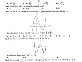 Đề thi cuối học kỳ 1 Toán 12 năm 2020 2021 sở GD&ĐT Bến Tre