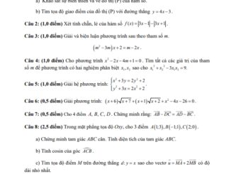 Đề thi cuối kỳ 1 Toán 10 năm 2020 2021 trường THPT Đông Hà Quảng Trị