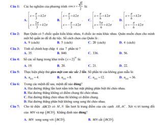 Đề thi cuối kỳ 1 Toán 11 năm 2020 2021 trường THPT Hồng Lĩnh Hà Tĩnh