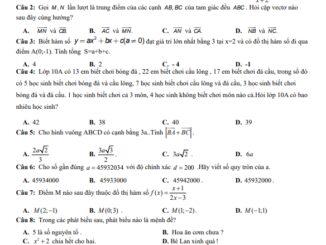 Đề thi giữa HK1 Toán 10 năm 2020 2021 trường THPT Lương Thúc Kỳ Quảng Nam