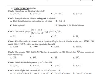 Đề thi giữa HK1 Toán 10 năm 2020 2021 trường THPT Nguyễn Dục Quảng Nam