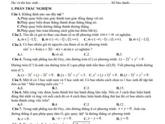 Đề thi giữa HK1 Toán 11 năm 2020 2021 trường THPT Nguyễn Huệ Quảng Nam