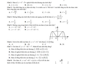 Đề thi giữa HK1 Toán 12 năm 2020 2021 trường THPT Nguyễn Hiền Quảng Nam
