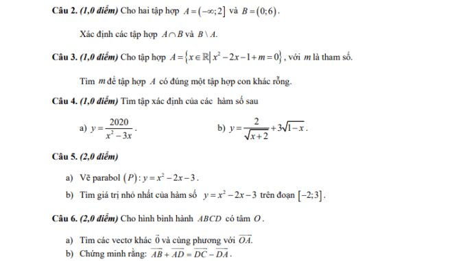 Đề thi giữa kì 1 Toán 10 năm 2020 2021 trường THPT Nguyễn Công Trứ Phú Yên