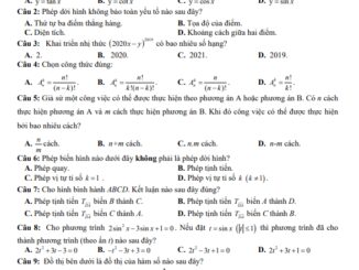Đề thi giữa kì 1 Toán 11 năm 2020 2021 trường THPT Thạnh Hóa Long An