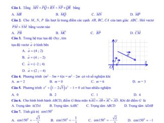 Đề thi HK1 Toán 10 năm 2019 2020 trường Nguyễn Gia Thiều Hà Nội