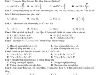 Đề thi HK1 Toán 10 năm 2019 2020 trường Nguyễn Trung Thiên Hà Tĩnh