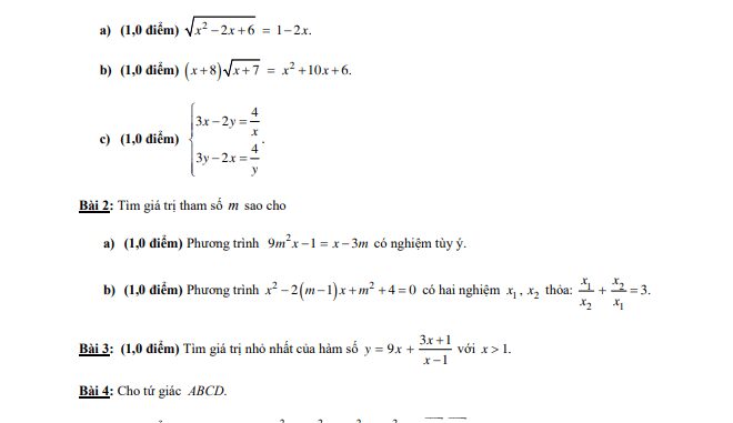 Đề thi HK1 Toán 10 năm 2019 2020 trường THPT Nguyễn Thị Minh Khai TP HCM