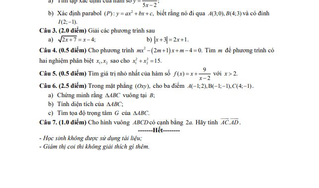 Đề thi HK1 Toán 10 năm 2019 2020 trường THPT Phú Lâm TP HCM