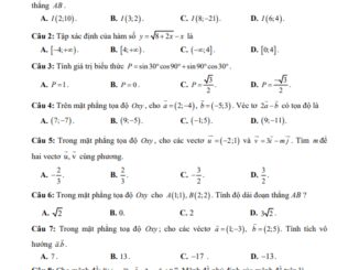 Đề thi HK1 Toán 10 năm 2020 2021 trường THPT Phan Ngọc Tòng Bến Tre