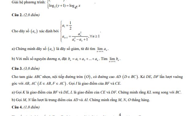 Đề thi HK1 Toán 11 chuyên năm 2020 2021 trường chuyên Lê Hồng Phong Nam Định