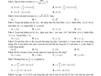 Đề thi HK1 Toán 11 năm 2019 – 2020 trường chuyên Thăng Long – Lâm Đồng