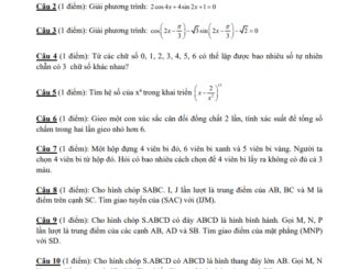 Đề thi HK1 Toán 11 năm 2019 2020 trường THPT Thủ Thiêm TP HCM