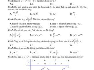 Đề thi HK1 Toán 12 năm 2019 2020 trường THPT Chu Văn An Hà Nội