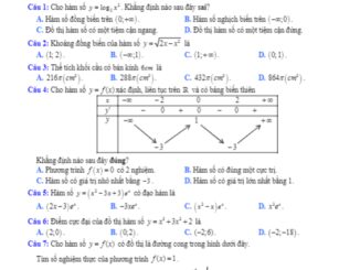 Đề thi HK1 Toán 12 năm 2019 2020 trường THPT chuyên Nguyễn Huệ Hà Nội