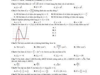 Đề thi HK1 Toán 12 năm 2019 2020 trường THPT Dương Văn Dương TP HCM