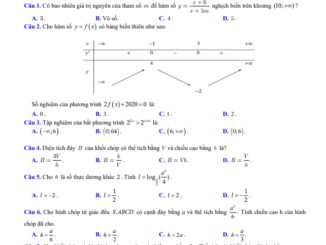 Đề thi HK1 Toán 12 năm 2019 2020 trường THPT Trần Nhân Tông TP HCM
